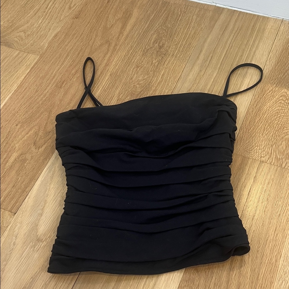 Reformation Black Gathered Camisole